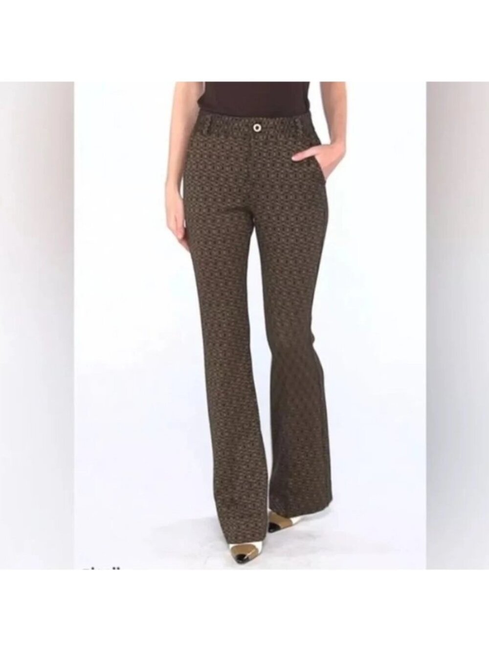 CABI Director Trouser Pants Black & Brown Sz 2 #4505R NWOT